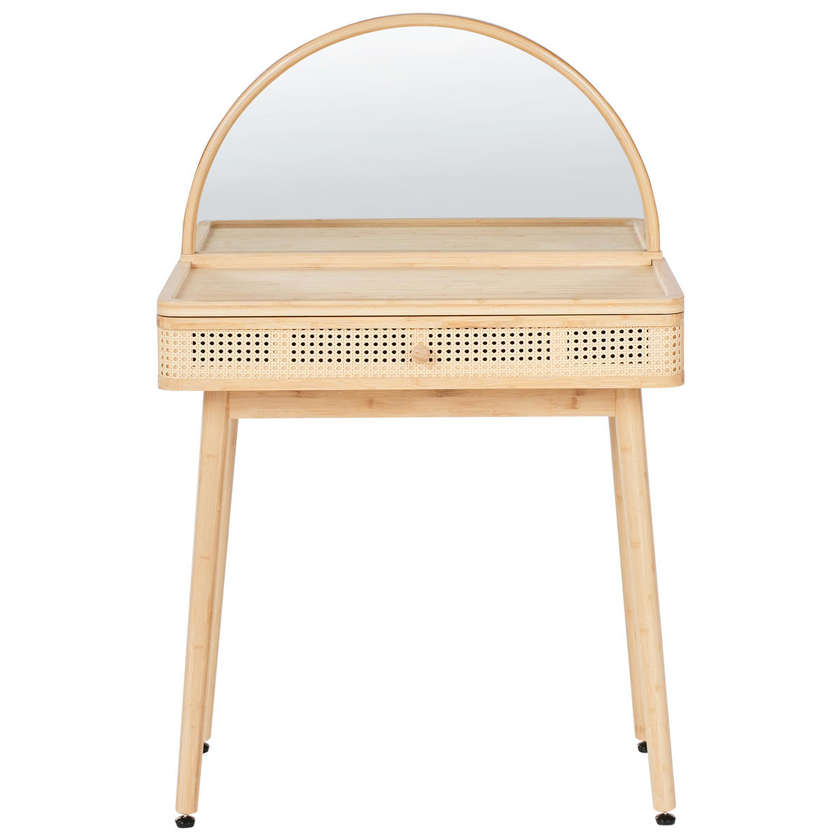 MASĂ DE MACHIAJ cu oglindă maro deschisă Rancheria - maro deschis, lemn (81/124/41cm) - Beliani