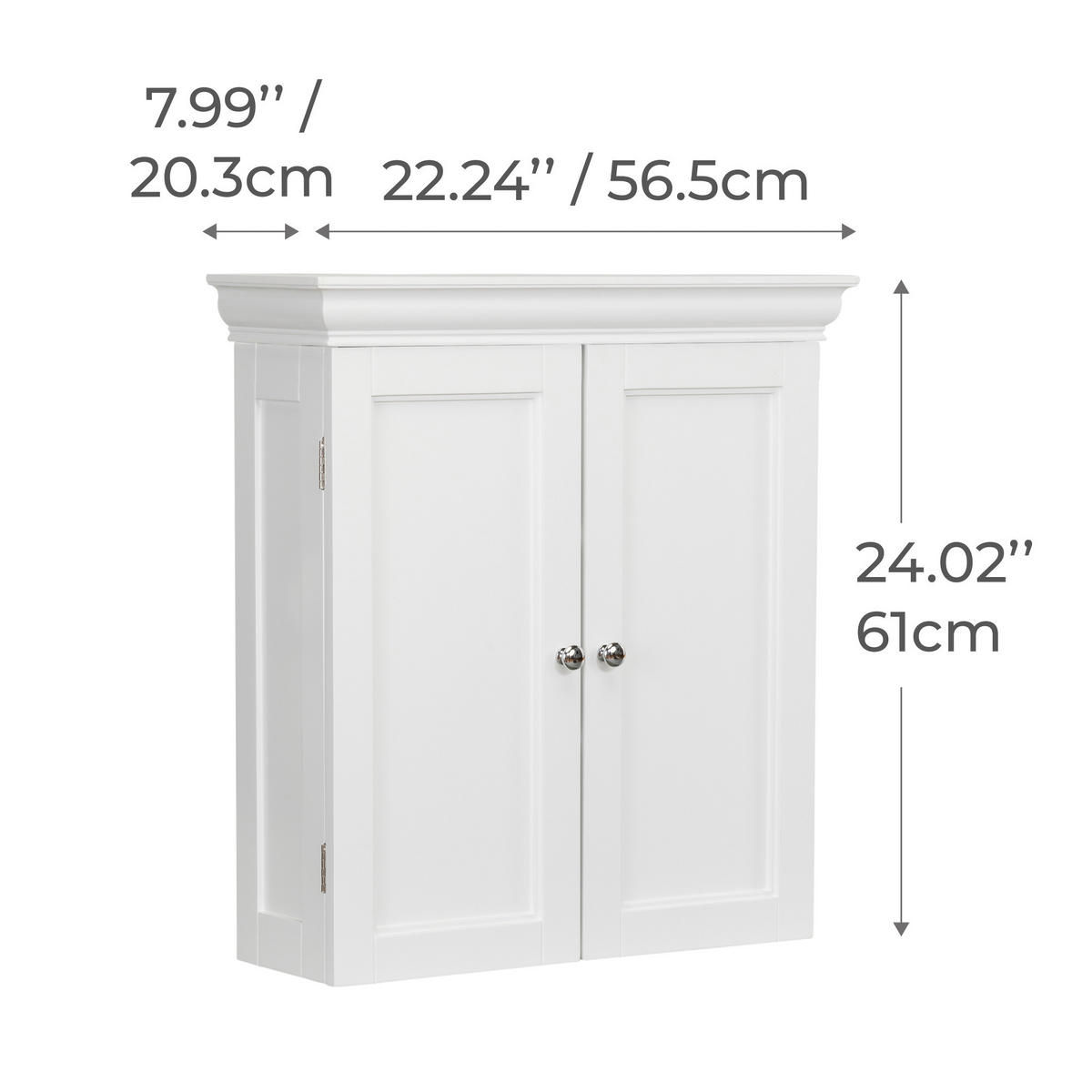 WANDSCHRANK mit verstellbaren, 61cm, Weiß - Weiß, Holzwerkstoff (20/61/57cm) - Teamson Home