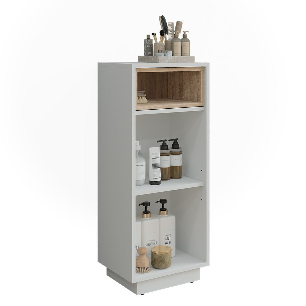MIDISCHRANK Beatrice Weiß/Sonoma 38 x 93 cm mit 3 Fächern - Weiß/Sonoma Eiche, Holzwerkstoff (38/93/30cm) - Vicco