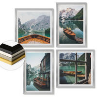 WANDBILDER 4er Set - 50x50 cm & 40x60 cm Silberner Rahmen - Haus am Bergsee Łódź - Silberfarben, Kunststoff (50/50cm) - ArtPrintCave
