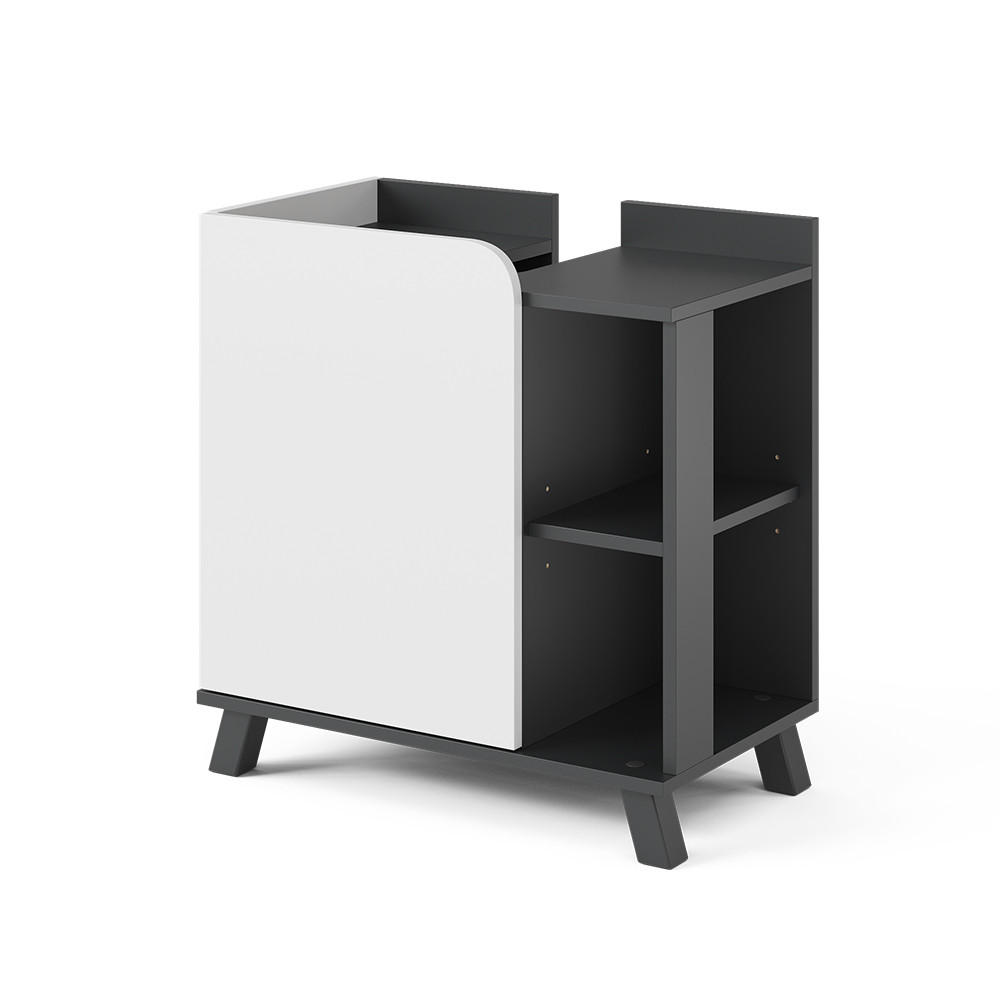 WASCHBECKENUNTERSCHRANK Karen Anthrazit/Weiß 60 x 65 cm mit Tür und offenen Fächern - Anthrazit/Weiß, Holzwerkstoff (60/65/35cm) - Vicco