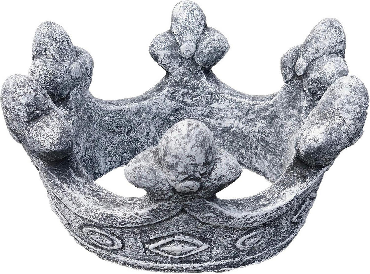 STEINFIGUR Steinskulptur Krone, Frostfest, massiver Steinguss - Grau, Stein (27/15/27cm) - stoneandstyle