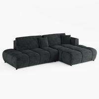 ECKSOFA BARI Rechts Schwarz Chenille-Stoff L-Form Couch mit Schlaffunktion & Bettkasten - Schwarz, Holz (280/170cm) - Barchello