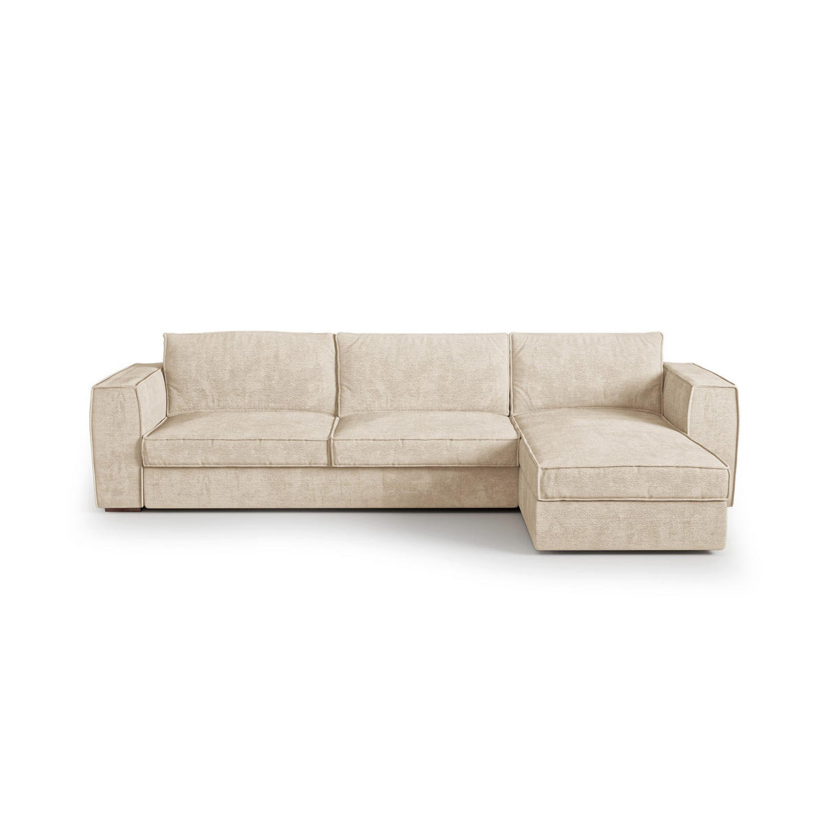 ECKSOFA rechtwinklig MIKA Kettgewebe mit weichem Griff Beige 292cm - Beige, Textil (292/100cm) - Premium Interiors