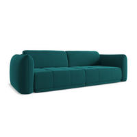 3-SITZER SOFA Samt Stoff Blau - Blau/Petrol, Kunststoff/Textil (210/74/105cm) - Makamii