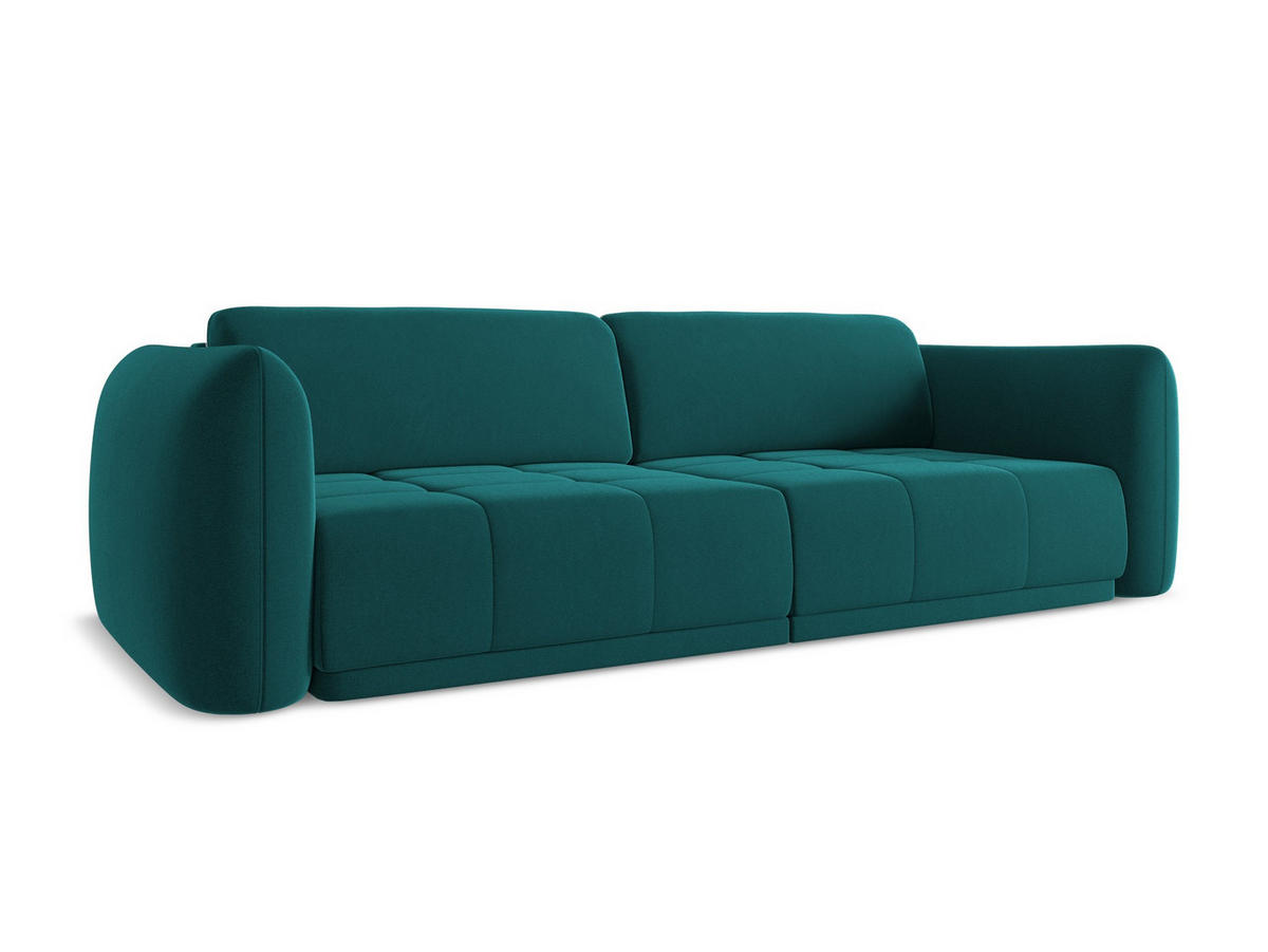 3-SITZER SOFA Samt Stoff Blau - Blau/Petrol, Kunststoff/Textil (210/74/105cm) - Makamii