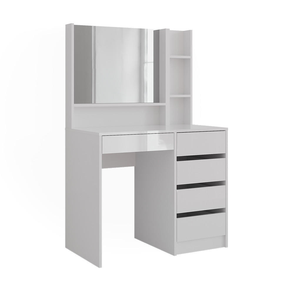 SCHMINKTISCH Sherry Weiß/Weiß Hochglanz 89.8 cm 3 Teile - Weiß Hochglanz, Holzwerkstoff (50.1cm) - Vicco