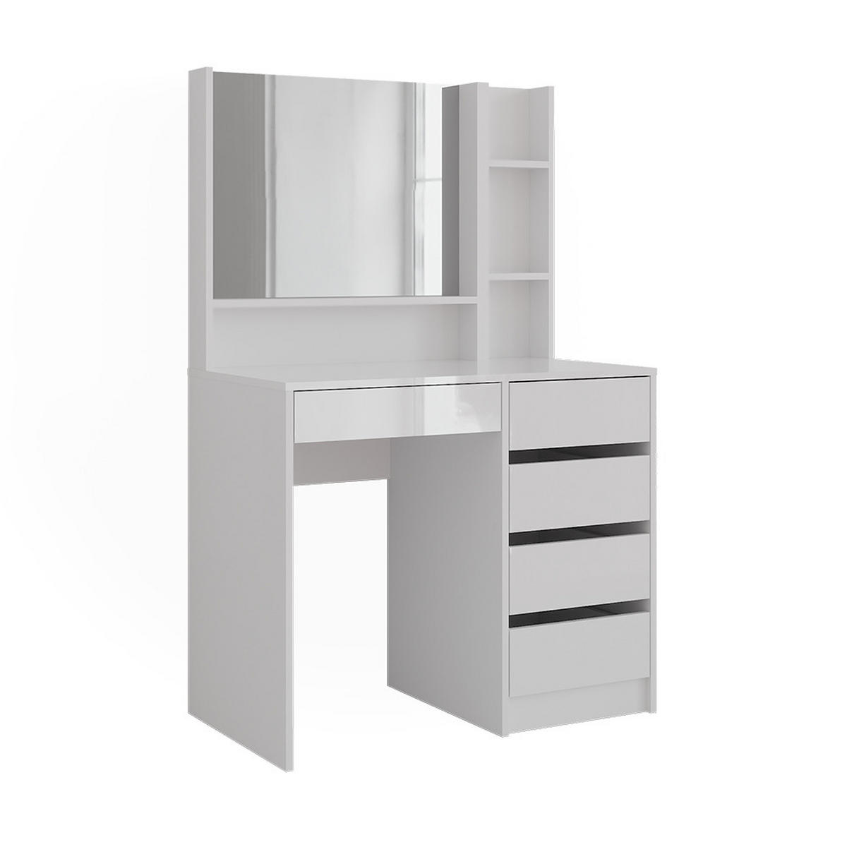 SCHMINKTISCH Sherry Weiß/Weiß Hochglanz 89.8 cm 3 Teile - Weiß Hochglanz, Holzwerkstoff (50.1cm) - Vicco