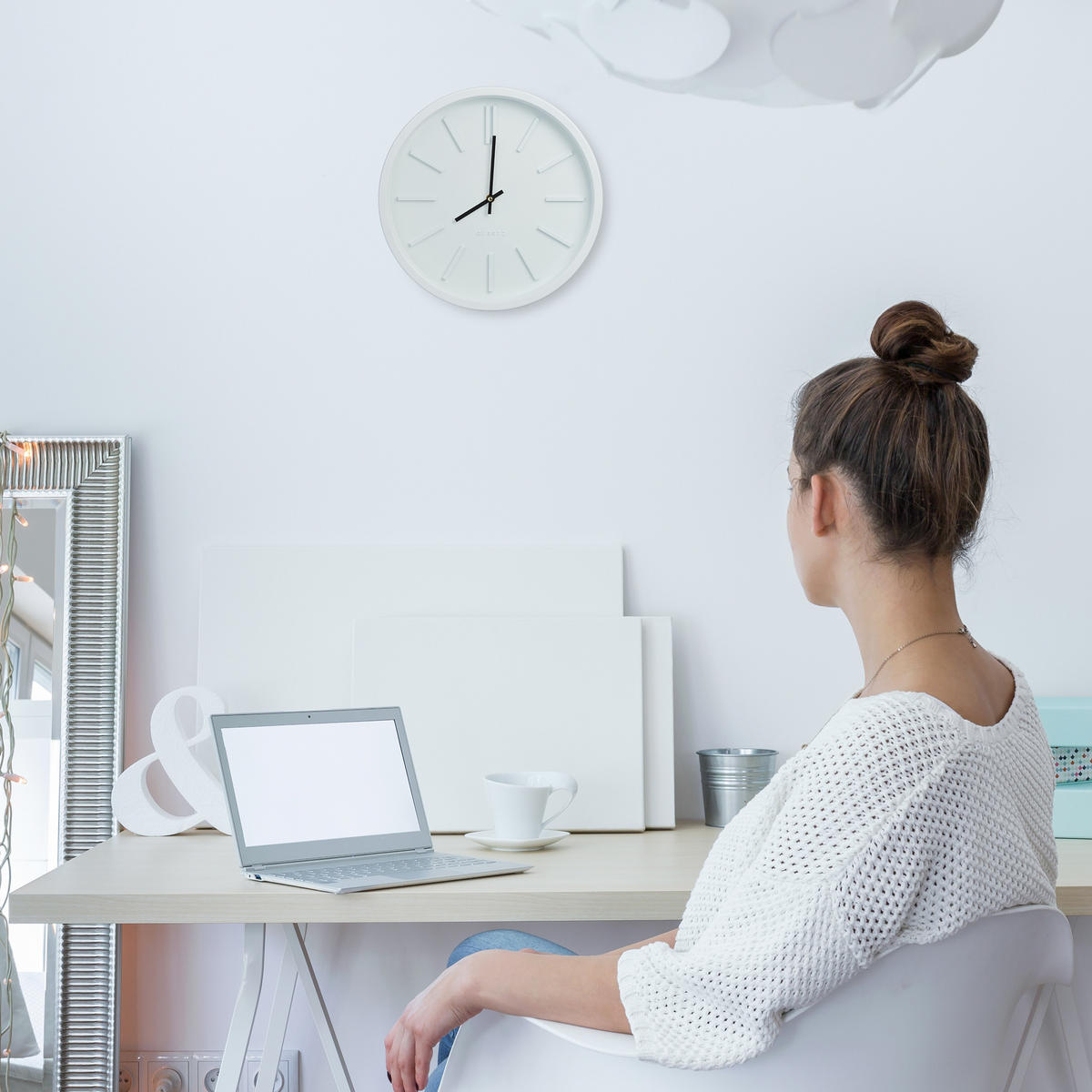 WANDUHR - Weiß, Kunststoff/Metall (35/5/35cm) - Relaxdays