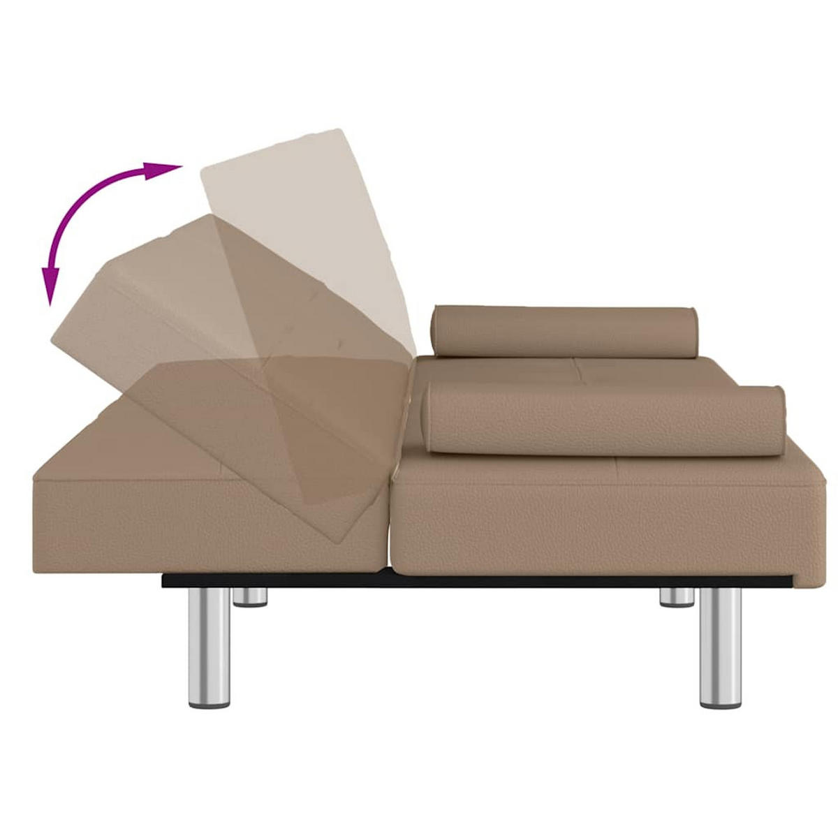 SCHLAFSOFA Mit Getränkehaltern Cappuccino Kunstleder - Braun, Leder (200/70/89cm) - vidaXL