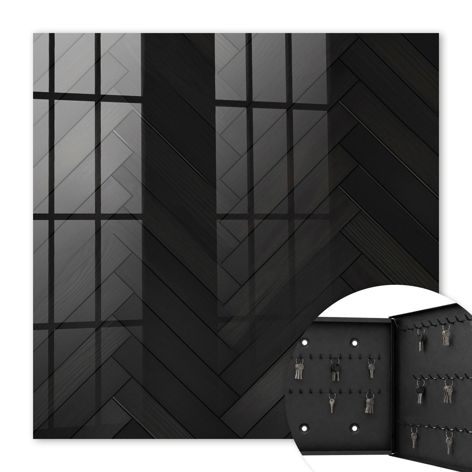 Tulup Schlüsselbox Schwarz 30x30x5 cm