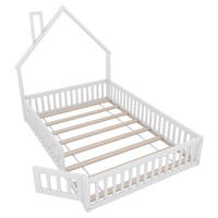 HAUSBETT 140/200 cm DE-03138, mit Schornstein-Design, in Weiß - Weiß, Holz/Holzwerkstoff (140/200cm) - ComfortXL
