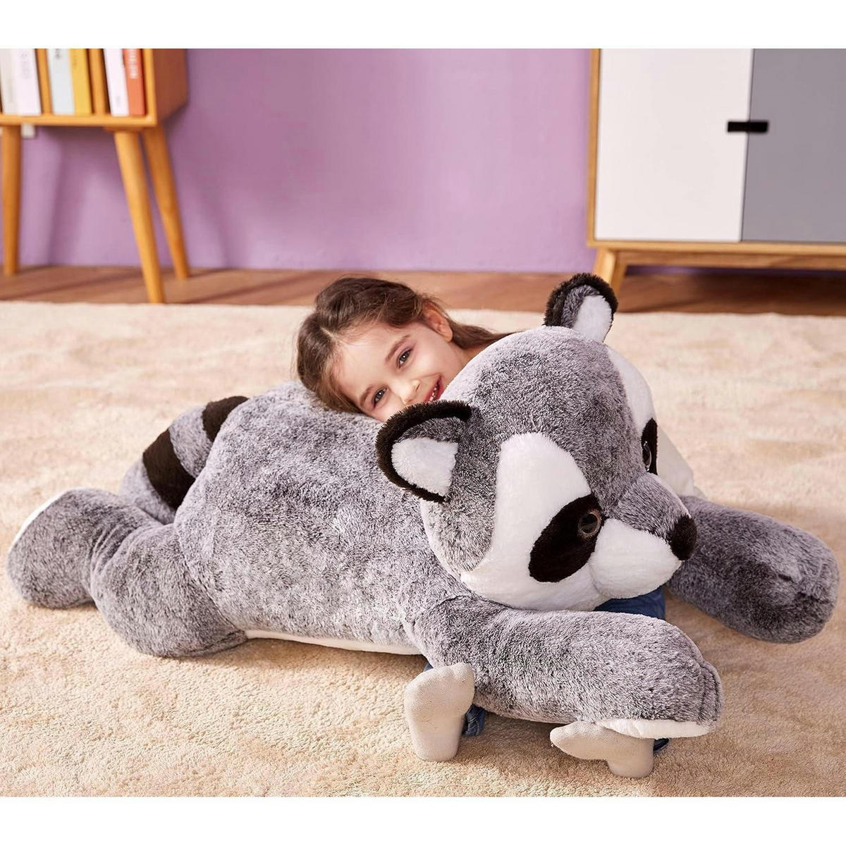 STOFFTIER Waschbär 78 cm - Grau, Textil (35.6/76.2cm)