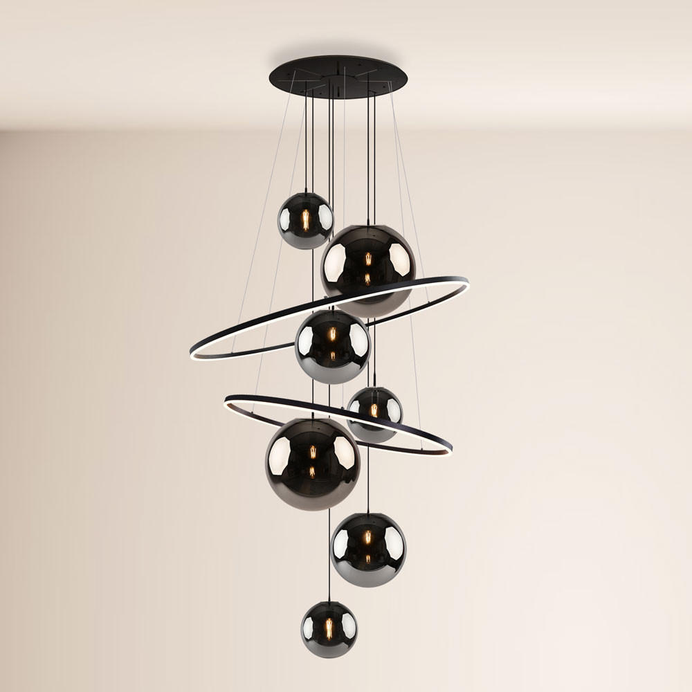 LED-GALERIELAMPE Galaxy Schwarz/Rauch - Schwarz, Metall (150/150/500cm) - s.luce