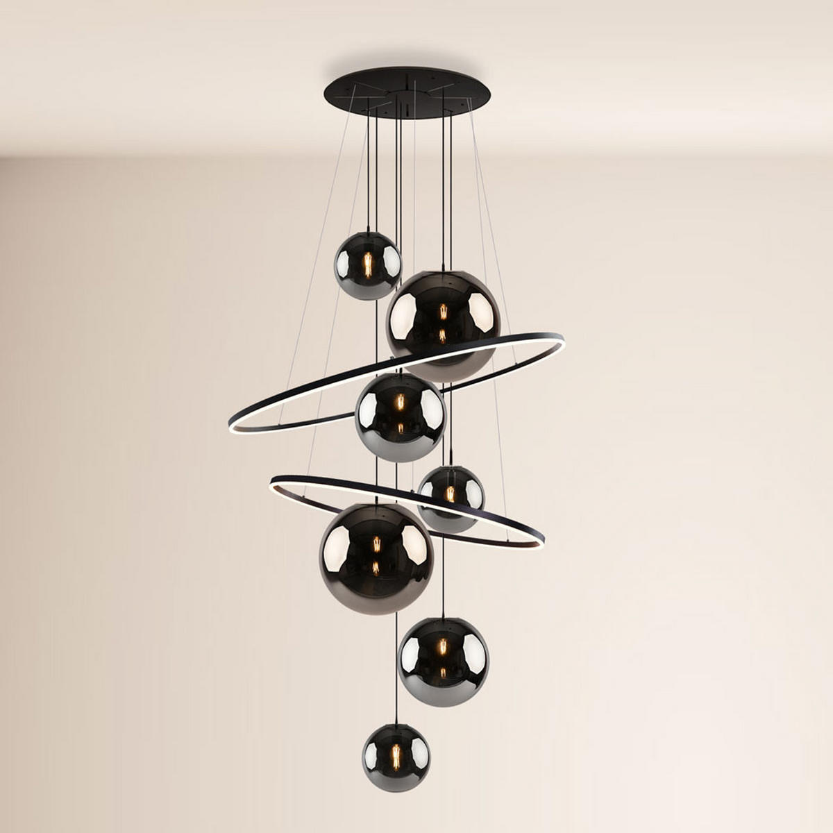 LED-GALERIELAMPE Galaxy Weiß/Klar - Weiß, Metall (150/150/500cm) - s.luce