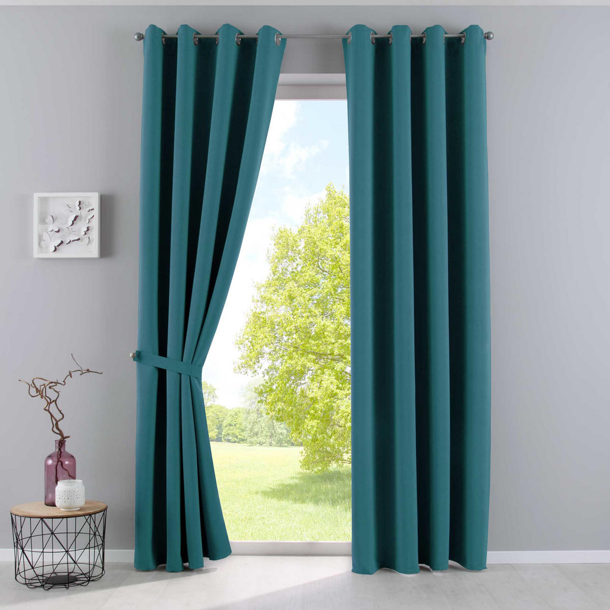 VORHANG »NEW YORK« HxB 245x295 cm Petrol - Petrol, Textil (295/245cm) - Gardinenbox