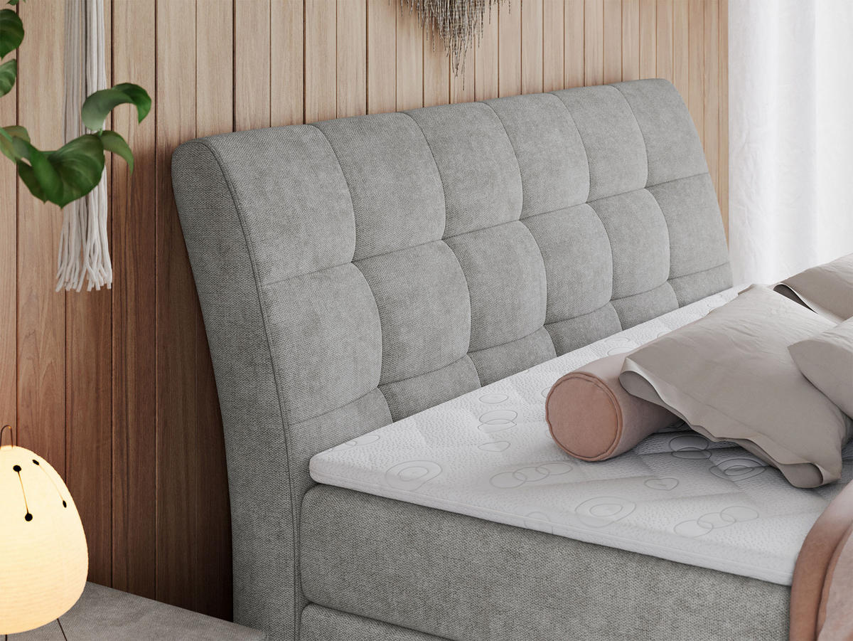 BOXSPRINGBETT GOLD-10 KING 120/200 Hellgrau Struktur - H3 - Hellgrau, Holz/Textil (120/200cm) - MKS
