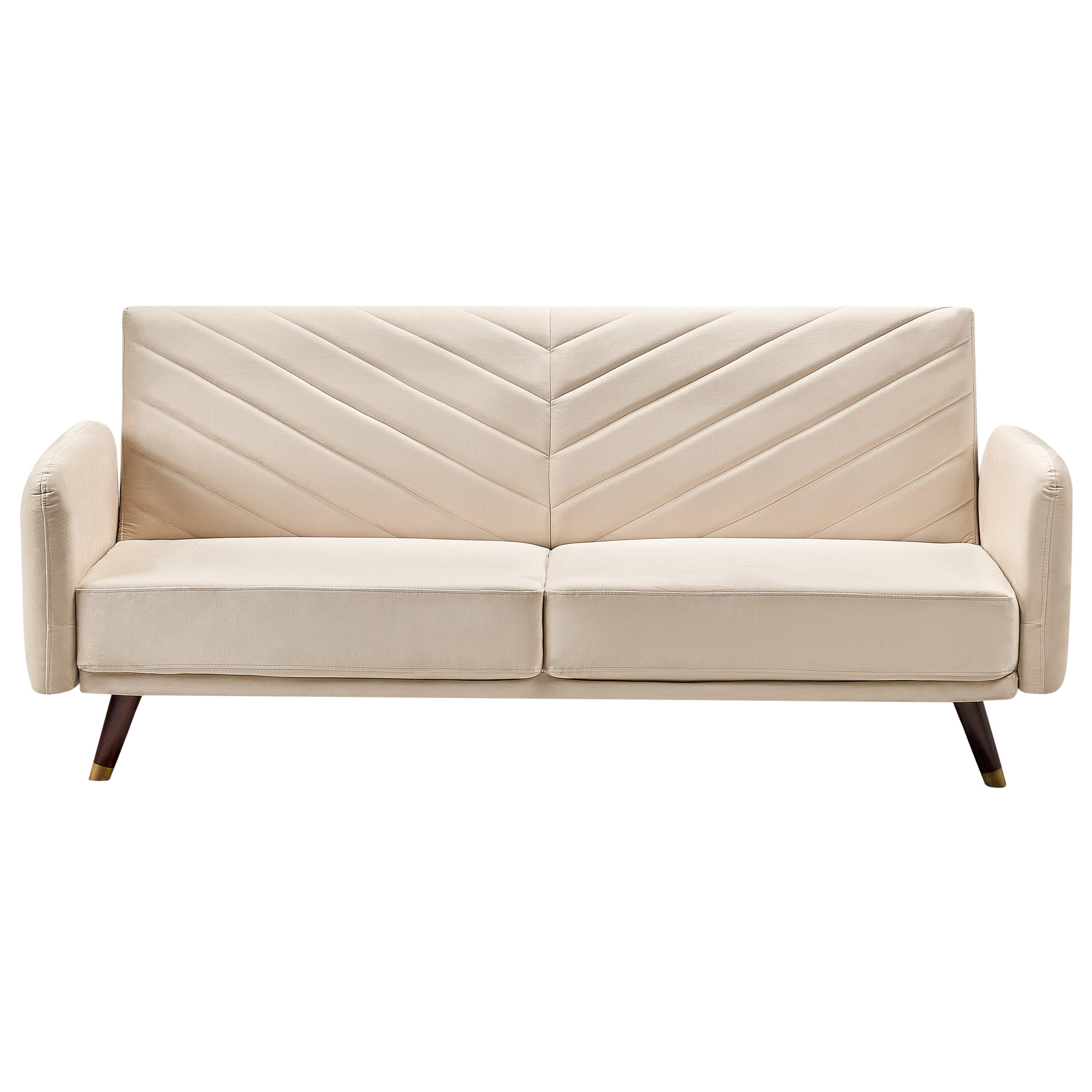 3-SITZER-SCHLAFSOFA Samtstoff Beige Senja - Beige, Textil (198/87/95cm) - Beliani