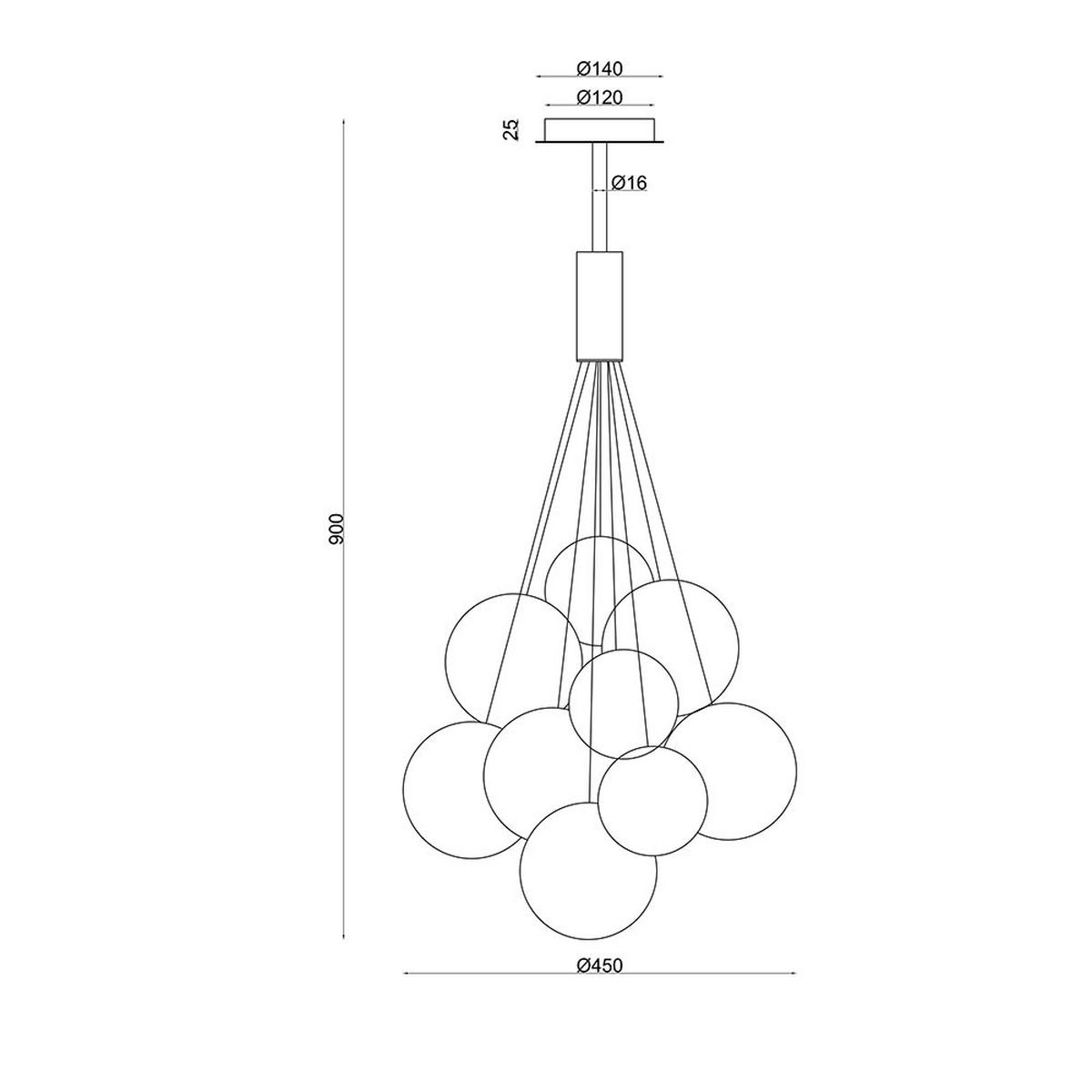 HÄNGELEUCHTE BALLGI - Schwarz, Glas (45/45/90cm) - Globo Lighting