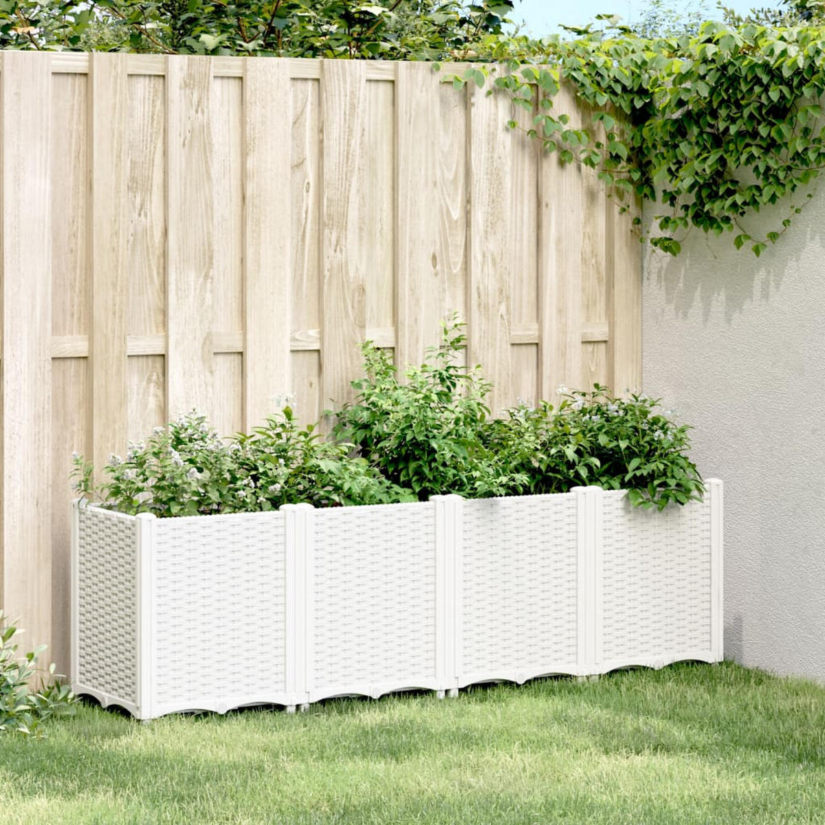 PFLANZKÜBEL Weiss 160/40/53 Cm PP - Weiß, Kunststoff (40/53/160cm) - vidaXL