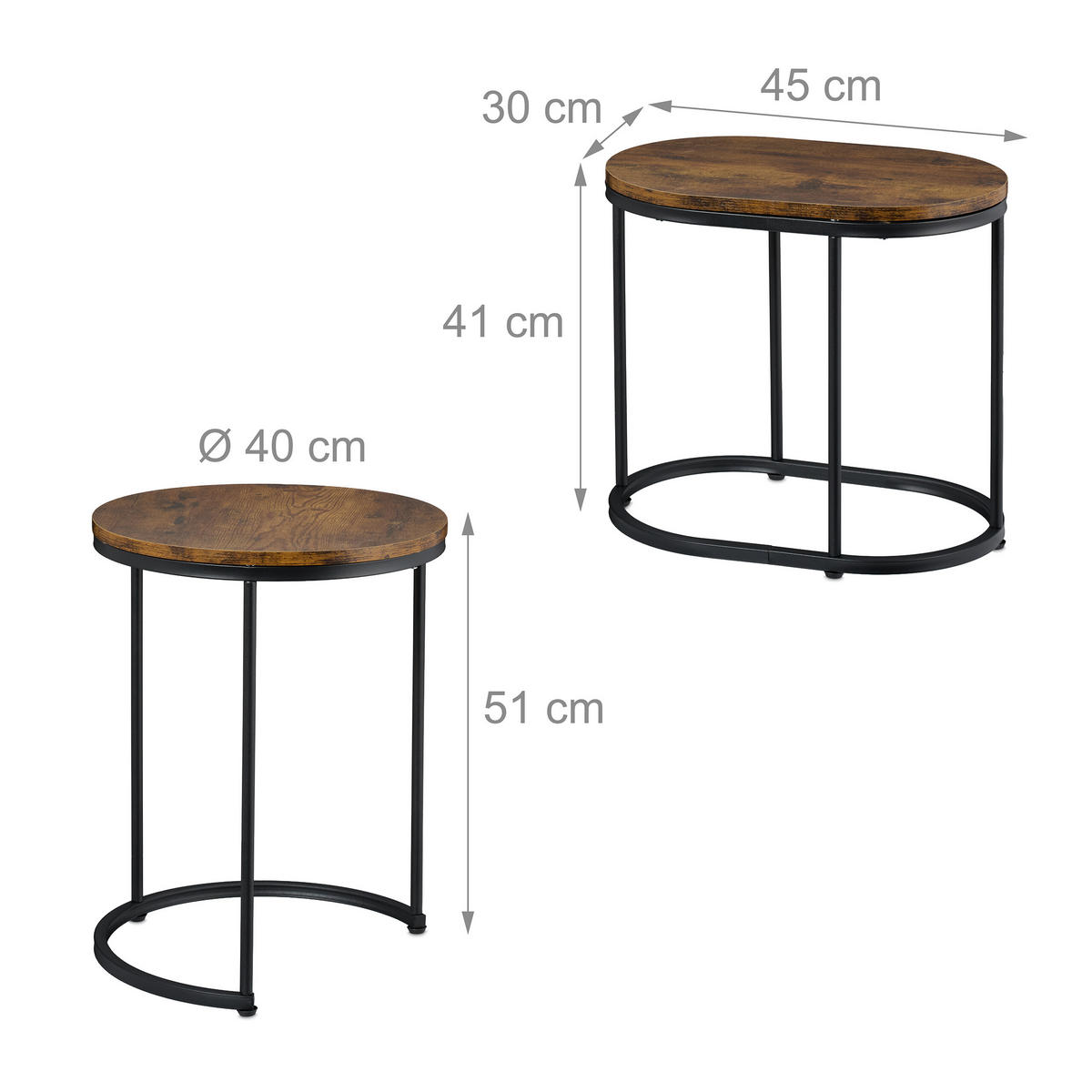 SATZTISCH-SET 2-tlg. - Multicolor, Holzwerkstoff/Kunststoff (40/40/51cm) - Relaxdays