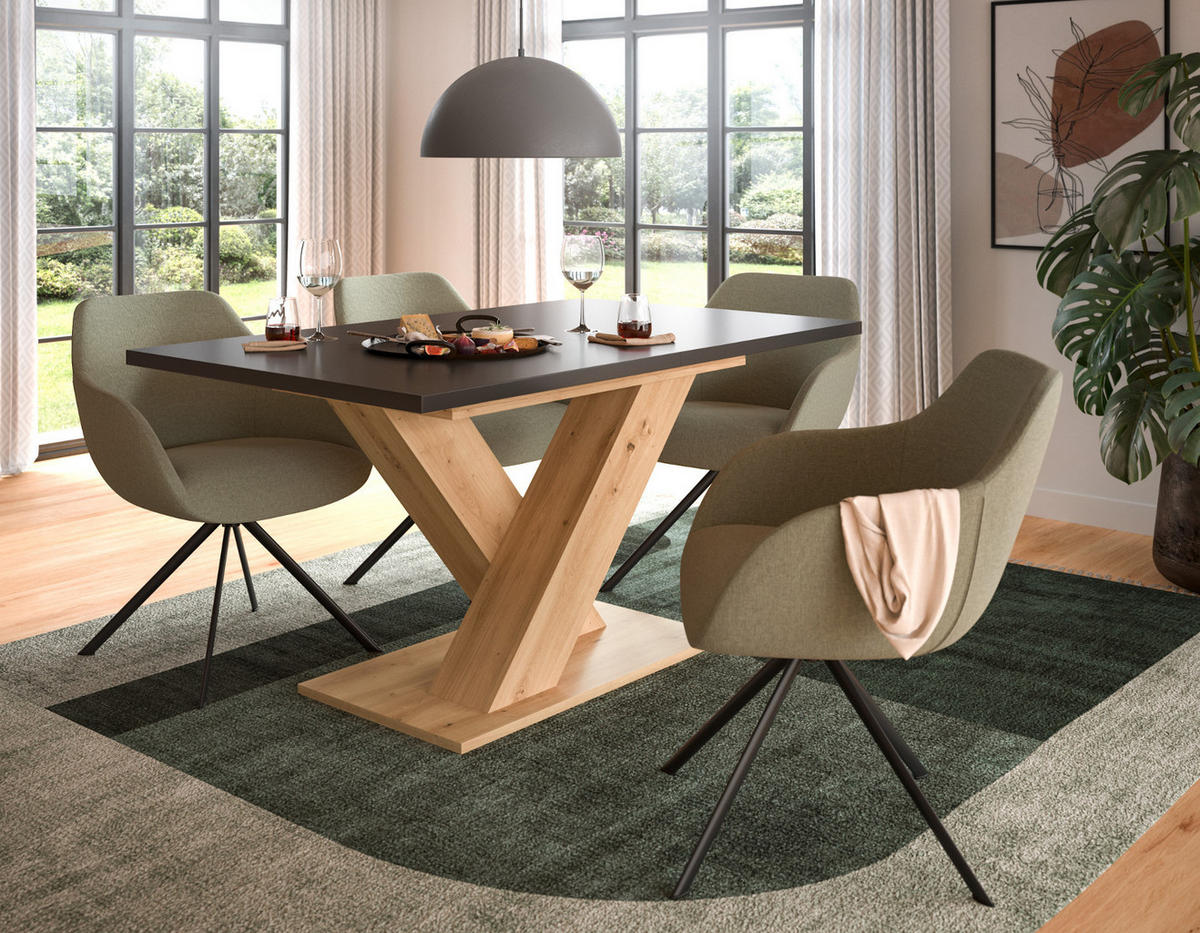 ESSTISCH grau, Eiche Artisan, Küchentisch ausziehbar 150 - 190 cm - Eiche Artisan/Grau, Holzwerkstoff/Metall (150/90/76cm) - Inn.Furn