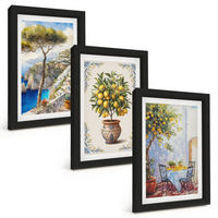 BILDER SET 3er Set - 20x30 cm Schwarzer Rahmen - Tisch aus Zitronenbaum - Schwarz, Kunststoff (20/30cm) - TULUP