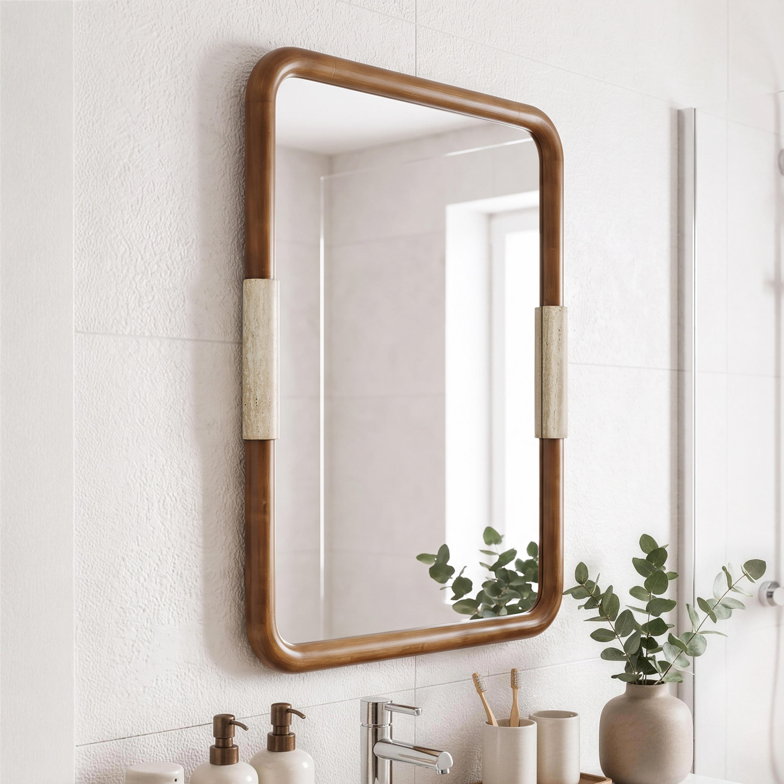 WANDSPIEGEL HTA0484 - Braun, Naturmaterialien/Holz (3/76.5/56cm) - Hometopia