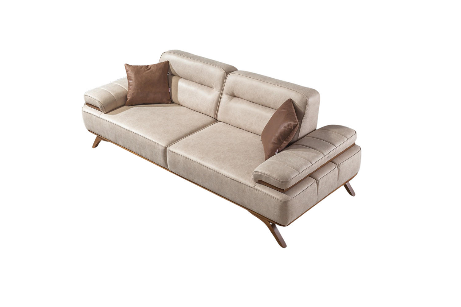2 Sitzer SOFA Andorra Samt Dunkelbeige - Beige, Holz/Textil (200/83/97cm) - Villa Möbel