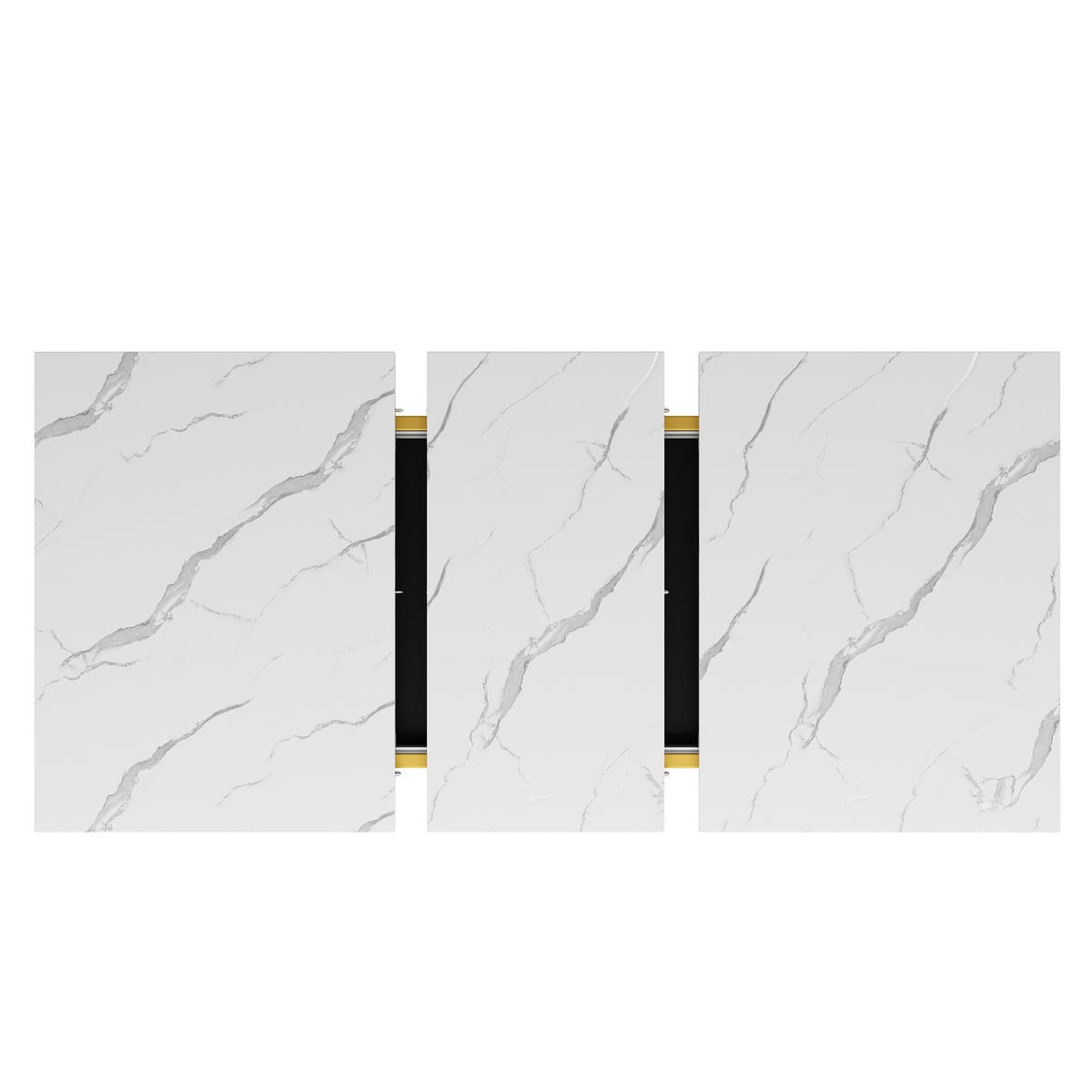 AUSZIEHTISCH 120/80/75,4 cm Schwarz mit Marmormuster aus MDF mit Metallgestell ausziehbar auf 160 cm - Schwarz, Holzwerkstoff (160/80/75.4cm) - OKWISH