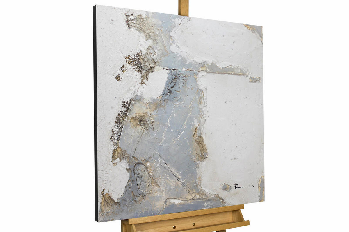 ACRYLBILD HANDGEMALT 80/80 cm - Grau, Holz/Textil (1.6/80cm) - KUNSTLOFT