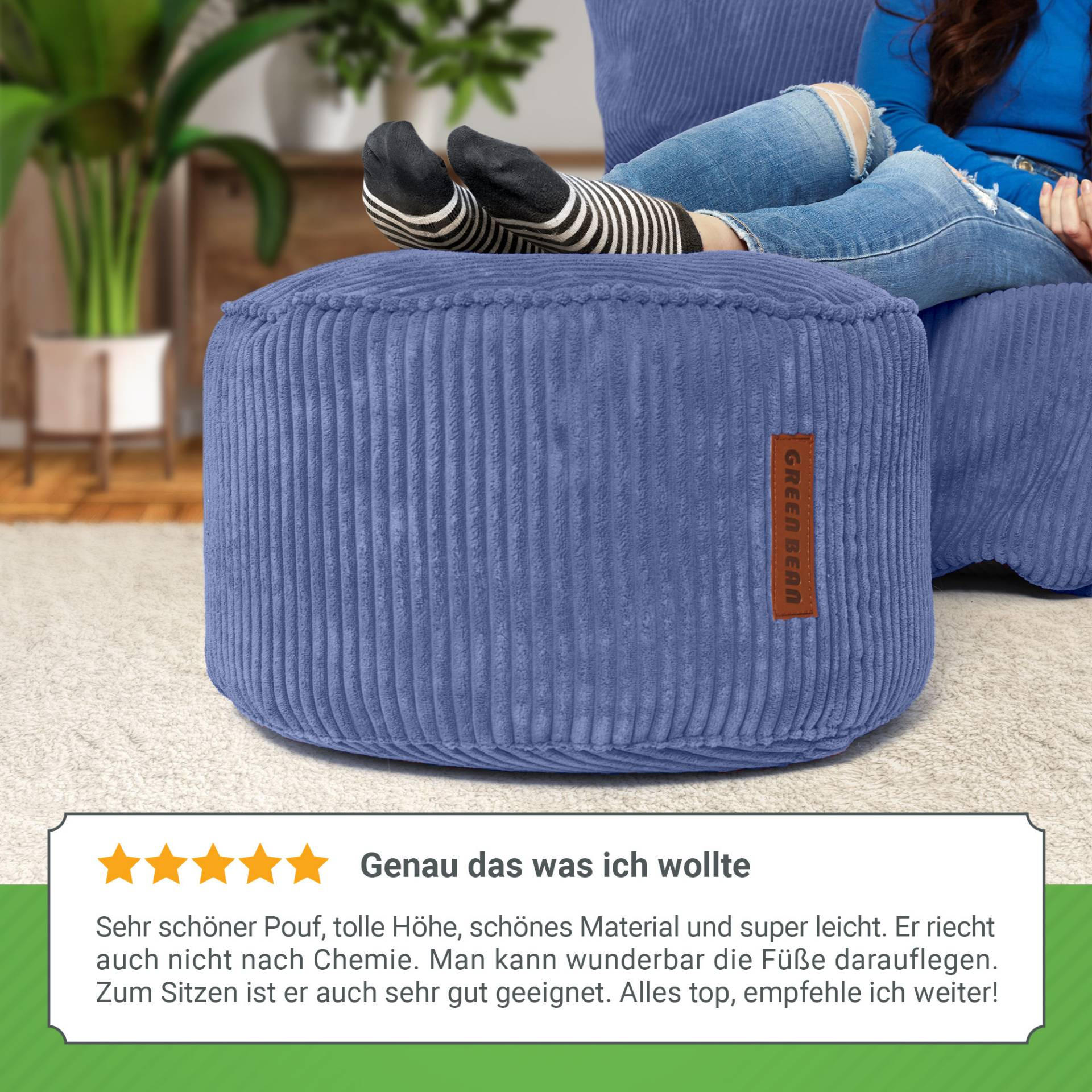 Thumbnail - Green Bean Sitzsack-Hocker, Dunkelblau, Textil, Füllung: Styroporkugeln, Rund, 45x25x45 cm, Hergestellt in Deutschland, ...