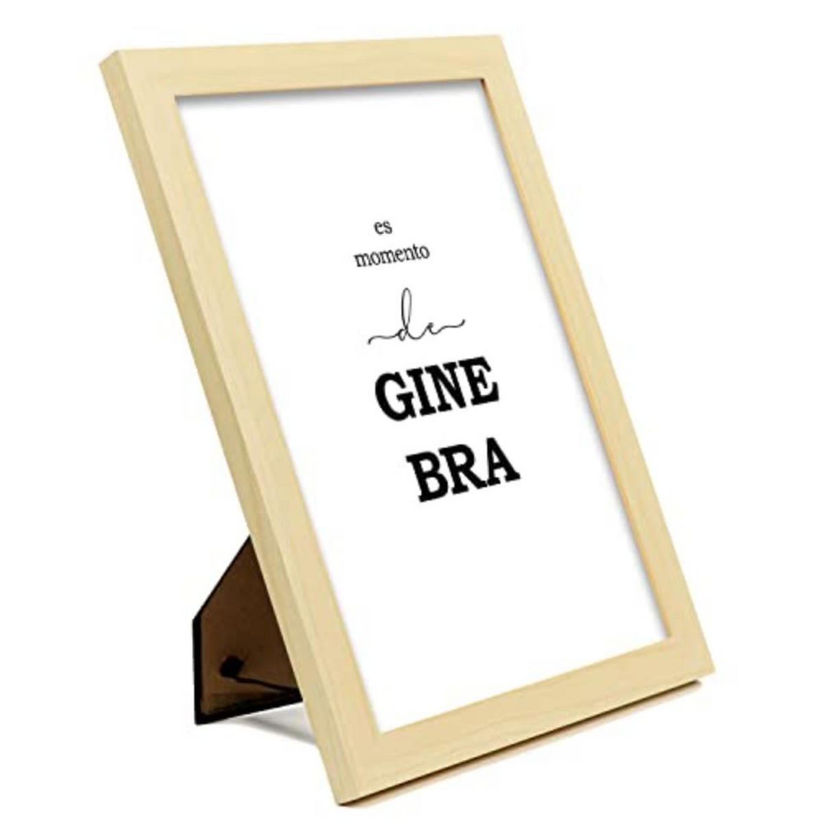 POSTER Set mit 4 Gin TypografieStil A4 Rahmen aus hellem Holz - Beige, Papier (29.7/3cm) - Nacnic