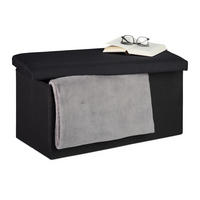 SITZBANK - Schwarz, Holzwerkstoff/Textil (76.5/38/38.5cm) - Relaxdays