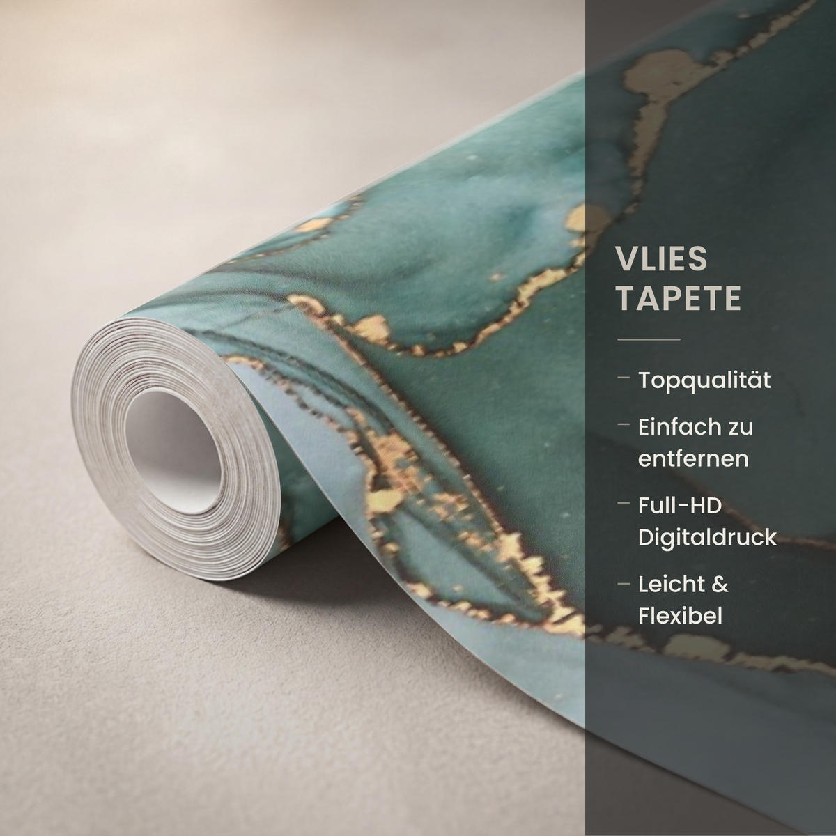 TAPETE - Gold - Marmor - Grün - Luxus - Marmoroptik - Grau - 200x220 cm - Grün, Papier (200/220cm) - OnlyWow