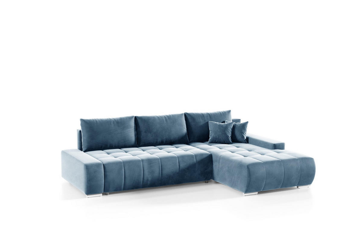 ECKSOFA Vogar In Monolith - Blaugrau, Holzwerkstoff/Textil (265/185cm) - Fun Möbel