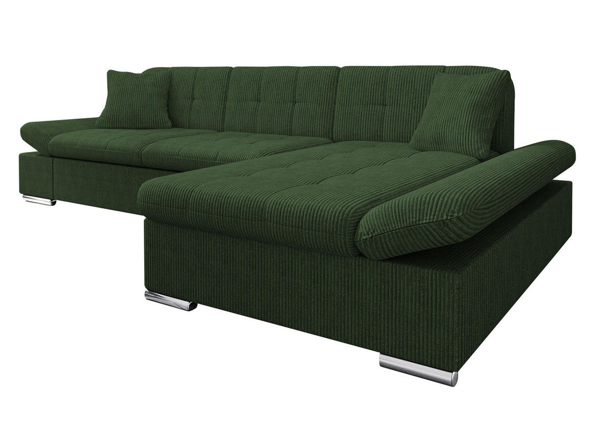 ECKSOFA Malwi Cord, Seite: Rechts - Dunkelgrün, Holz/Textil (278/161cm) - MIRJAN24