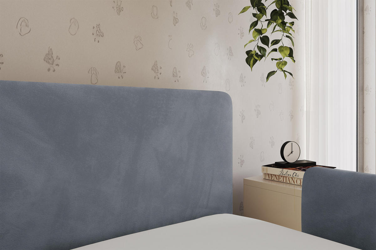 EINZELLBETT Jugendbett mit Bettkasten, Links - NORY 80x200 Grau - Grau, Holzwerkstoff/Textil (80/200cm) - ALTDECOR