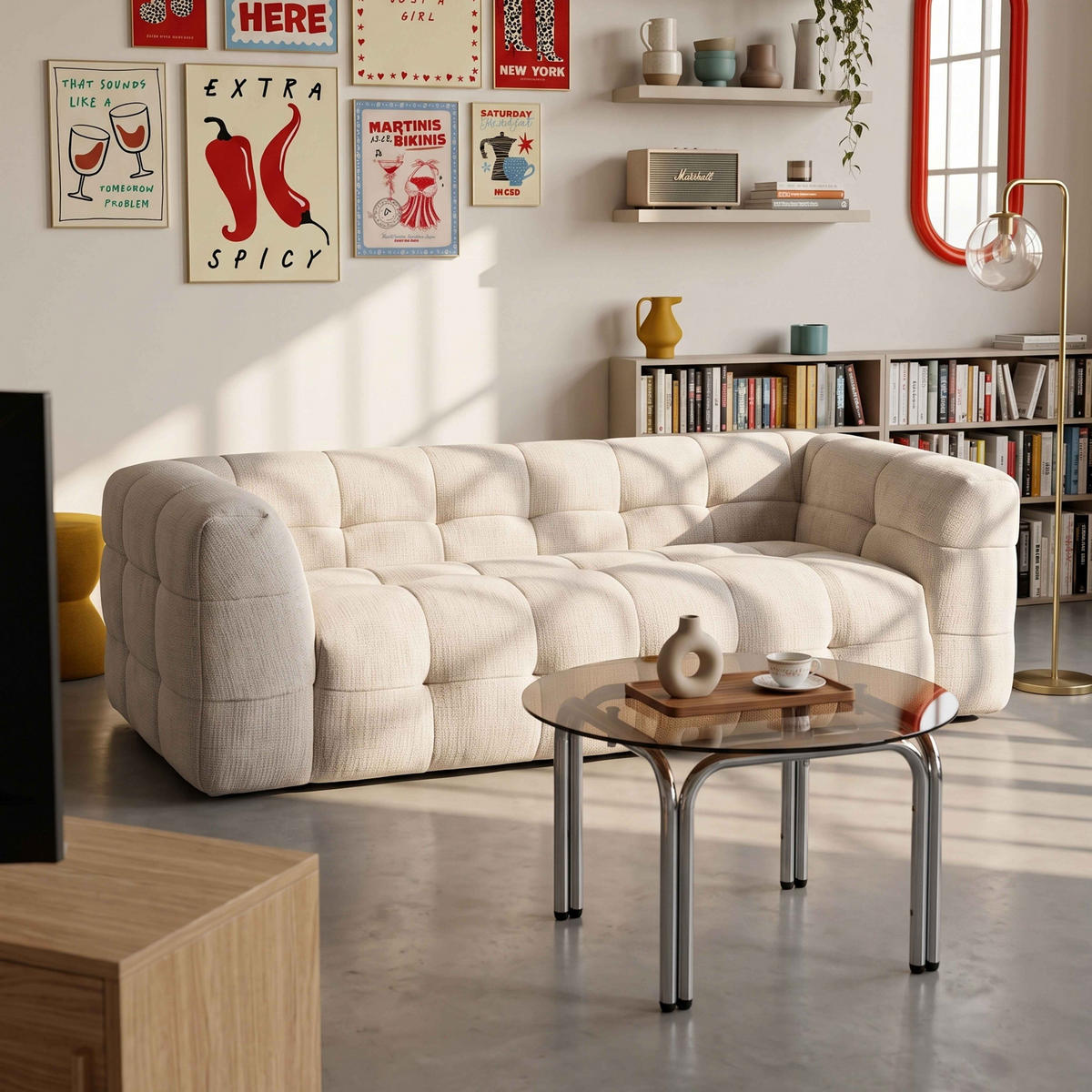 SOFA 3-Sitzer, Weiß - Weiß, Holz/Textil (228/69/102cm) - Oviala