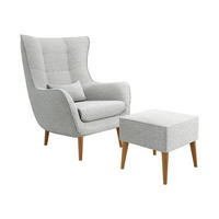 SESSEL Estjano Boucle mit Fußbank - Beige/Hellgrau, Holz/Textil (80/106/95cm) - MIRJAN24
