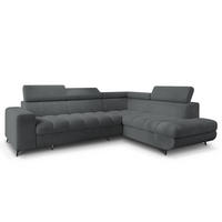 ECKSOFA MORIVA Q R-S Grau Boucle-Stoff mit Schlaffunktion - Grau, Holzwerkstoff/Textil (253/190cm) - MASSENO
