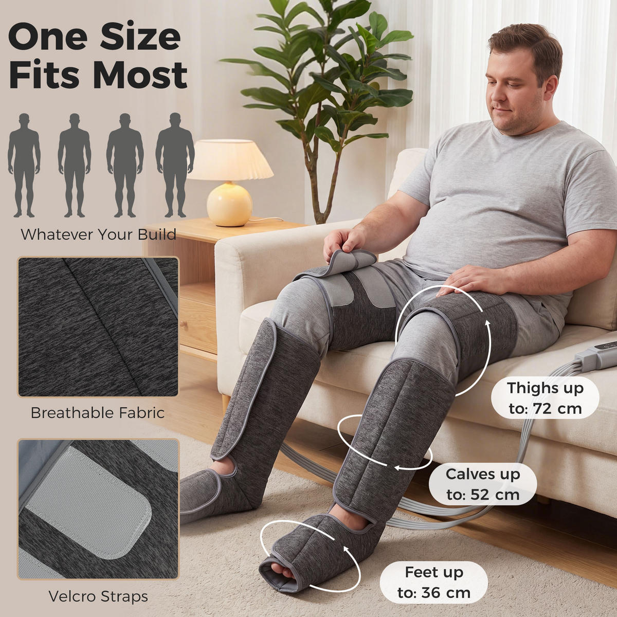 BEINMASSAGEGERÄT Stoff TPR Grau - Grau, Textil (77/12/96cm) - HOMCOM