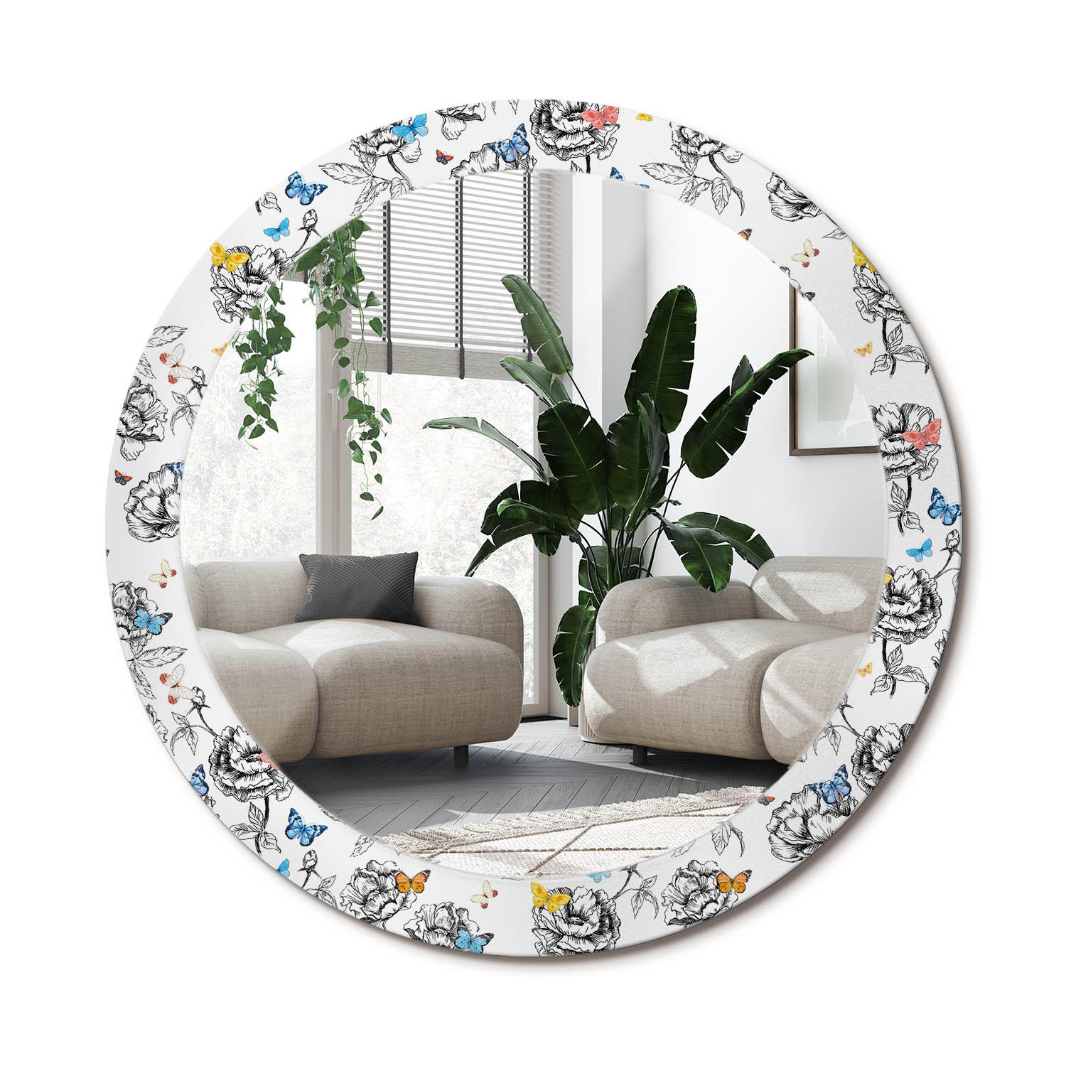 SPIEGEL Rund Ø 80 cm mit Aufdruck - Multicolor, Glas (80/80/0.4cm) - Wallfluent