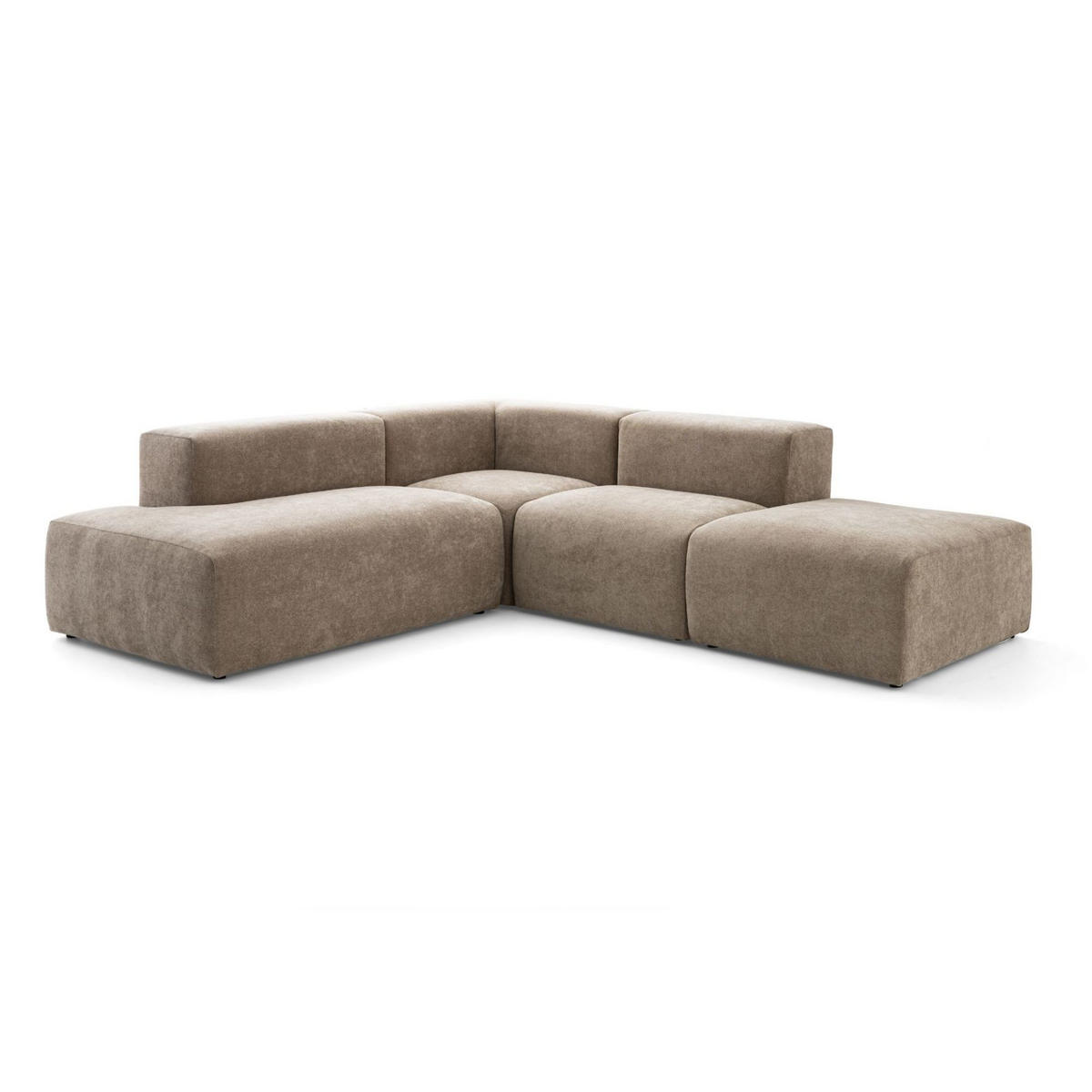 4-SITZER modulares Ecksofa HEAVEN SET 3 Links, Breite 270 cm Webstoff Braun - Schwarz/Braun, Holz/Kunststoff (245/270cm) - Muffo