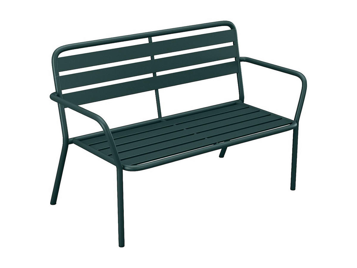 GARTENBANK - 2 -Sitzer - Stahl - tannengrün - MIRMANDE - Waldgrün, Metall (123/82/58cm) - Vente-Unique