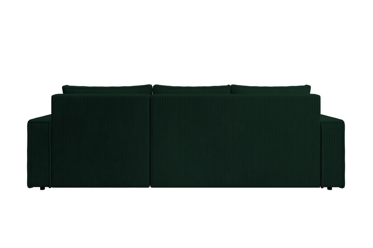 ECKSOFA CUDDY L, Eckcouch in L-Form mit Schlaffunktion und Bettkasten, Farbe: Grün, Cordstoff, Ottomane Rechts - Grün, Textil (240/140cm) - Storez24