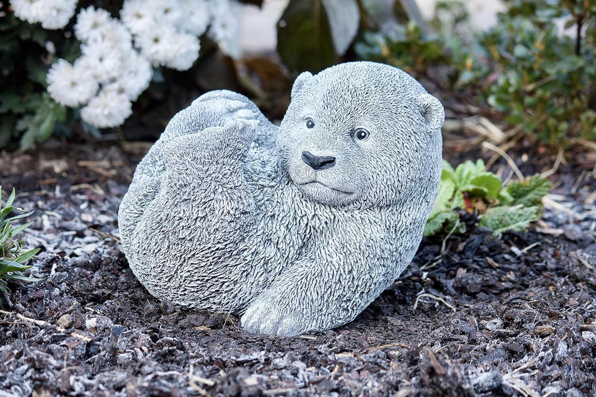 STEINFIGUR großer Bär Bärchen Panda, Frostfest, massiver Steinguss - Grau, Stein (22/22/20cm) - stoneandstyle