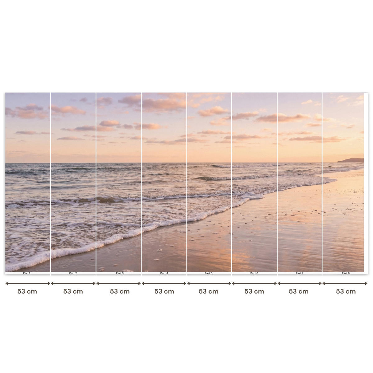 TAPETE - Strand - Brandung - Wolken - 450x220 cm - Hellrosa, Papier (450/220cm) - OnlyWow
