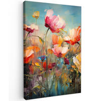 SLIKA NA PLATNU Cvetje 90x140 cm - oranžna, tekstil (90/140cm) - MuchoWow