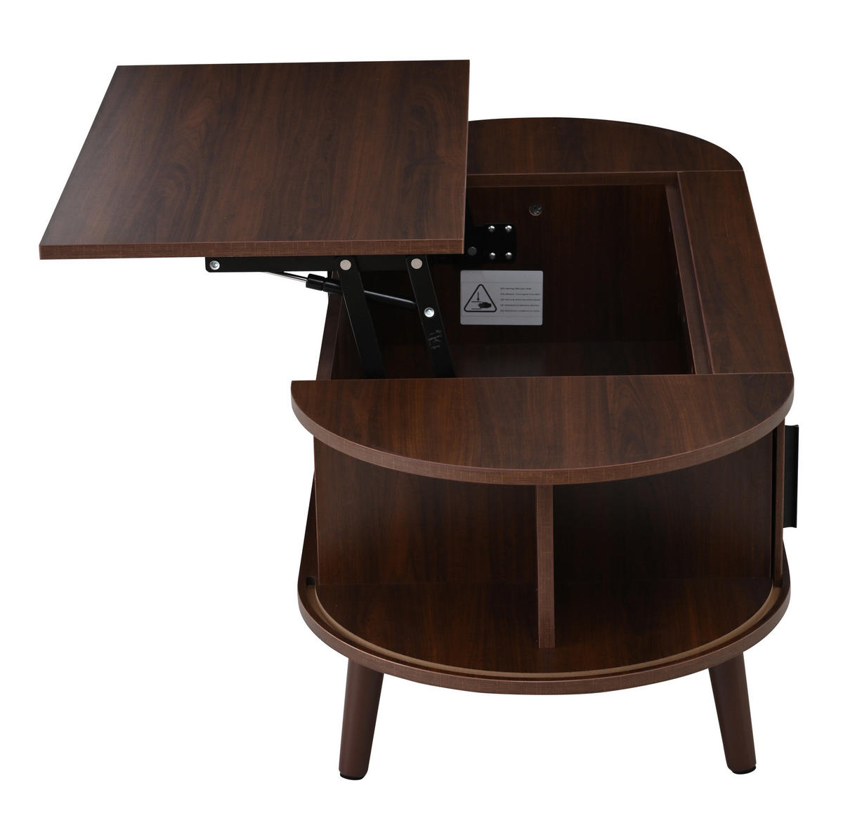 COUCHTISCH 120/50/39,5 cm höhenverstellbar mit verborgenem Stauraum und Rollladenfächern aus MDF/Holz, Nussbaum - Nussbaumfarben, Holzwerkstoff (120/50/39.5cm) - Redom